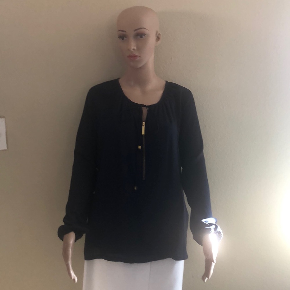 Navy blue long sleeve blouse